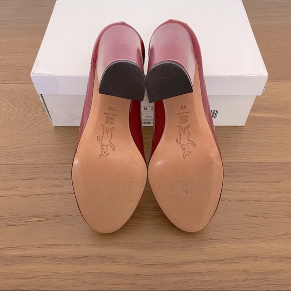 MARNI Red Fuoco Scarpa Goat Leather Pump IT38 - Picture 9 of 10